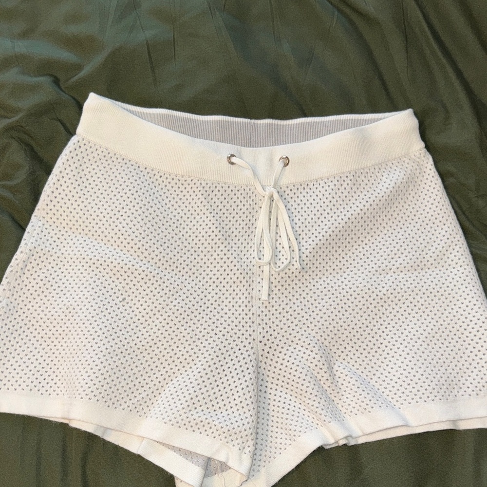 Women's Athletic White Mesh Shorts